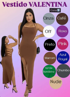 Vestido Mídi fenda na frente com bojo suplex