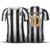 Camisa masculina do Santos II 2024/25 com o nome Neymar Jr. e o número 10, em listras pretas e brancas.