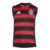 Regata masculina do Flamengo 2025/26 nas cores preto e vermelho, com listras horizontais e logo da equipe.