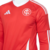 Camisa masculina de manga longa vermelha do Internacional, modelo 2025/26 da Adidas, com detalhes em branco.