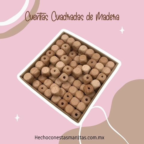 Cuentas de Madera de Haya Cuadrada