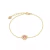 Pulseira Coração Cristal Rodolita Bordado Banho Ouro 18K