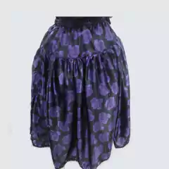 SAIA EM CETIM ESTAMPADO ROSAS PRETO E ROXO 4M DE RODA - buy online