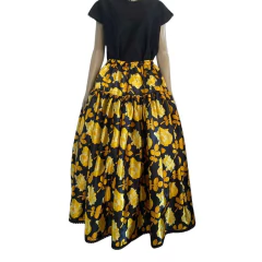 SAIA EM CETIM ESTAMPADO ROSAS AMARELAS