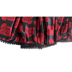 SAIA EM CETIM ESTAMPADO ROSAS VERMELHAS - online store