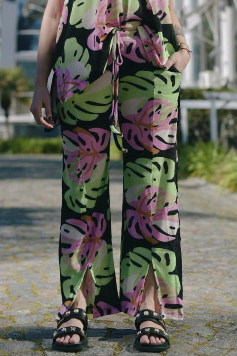 Pantalón Set - verde con rosa - comprar online