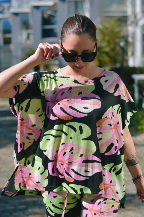 Remerón Set - verde con rosa - comprar online