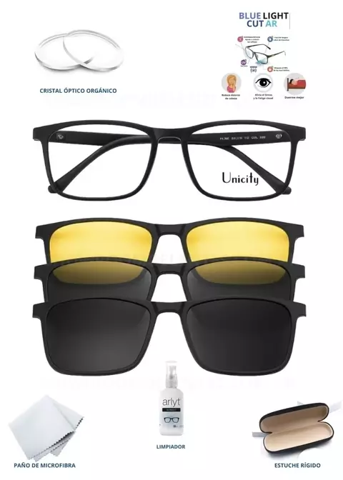 EDICION LIMITADA ANTEOJO CLIP ON POLARIZADO UNICITY modelo 3x1 COL NEGRO (INCLUYE 3 CLIP).. - comprar online