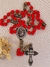 Terço dos Mistérios - Vermelho/Ouro Envelhecido