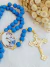 Terço Cordão - Azul Turquesa/Dourado - comprar online