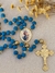 Terço Corrente com foto - Azul Turquesa/Dourado