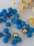 Terço Corrente com foto - Azul Turquesa/Dourado - comprar online