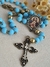 Terço Corrente com Foto - Azul Claro/Ouro Envelhecido - comprar online