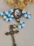 Terço Corrente com Foto - Azul Bebê/Ouro Envelhecido - comprar online