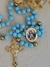 Terço Corrente com Foto - Azul Claro/Dourado - loja online