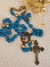 Terço Corrente com Foto - Azul Turquesa/Ouro Envelhecido - comprar online