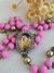 Terço Corrente com Foto - Rosa/Ouro Envelhecido