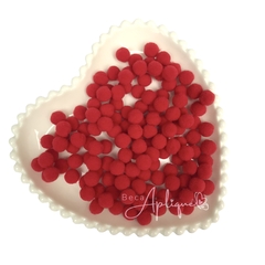 POMPOM BOLINHA 1CM VERMELHO - 50 UNIDADES