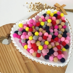 POMPOM BOLINHA 1CM MULTICOLORS - 100 UNIDADES