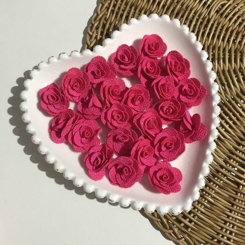 FLOR DE CREPE ROSA MÉDIO 2,5CM - 5 UNIDADES