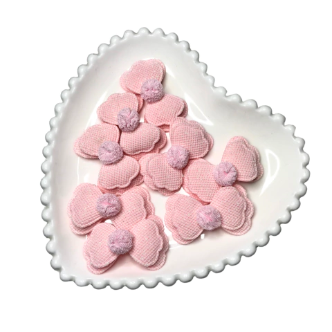 APLIQUE LACINHO ROSA COM POMPOM - 1 UNIDADE