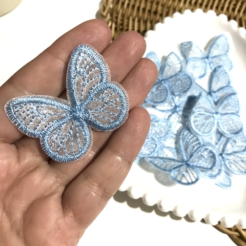 BORBOLETA BORDADA AZUL - 2 UNIDADES