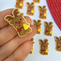 RENA NATALINA COM SINO EM RESINA - 1 UNIDADE