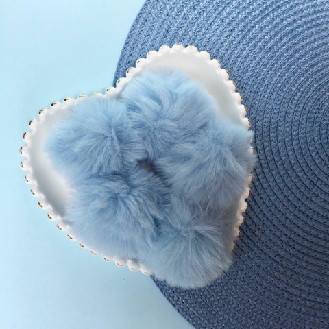 POMPOM PELINHO AZUL BEBÊ (5CM) - 2 UNIDADES