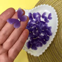 BORBOLETA EM VOIL DUPLO COM STRASS ROXA - 1 UNIDADE