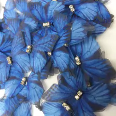 BORBOLETA EM VOIL DUPLO COM STRASS AZUL - 1 UNIDADE - comprar online