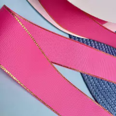 FITA GORGURÃO COM BORDA DOURADA YAMA 38MM COR 156 - METRO