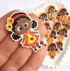 APLIQUE EMBORRACHADO MENINA NEGRA CAIPIRA TIARA DE FLORES - 2 UNIDADES