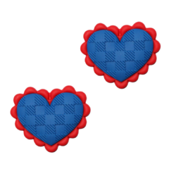 APLIQUE CORAÇÃO COM BABADO AZUL ROYAL E VERMELHO EMBORRACHADO - 2 UNIDADES