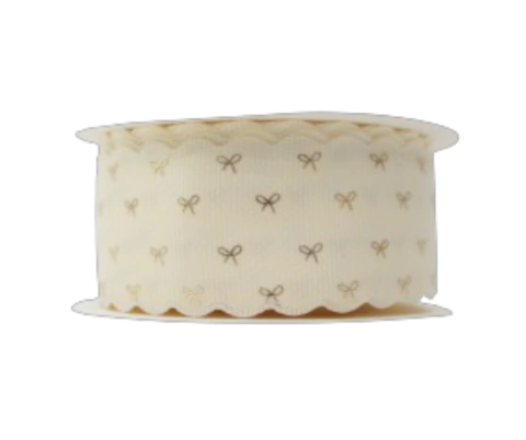 FITA GORGURÃO MARFIM COM LACINHO DOURADO 38MM - METRO - comprar online