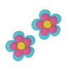 APLIQUE FLOR DUPLA PESPONTADA ROSA E AZUL EMBORRACHADO - 2 UNIDADES