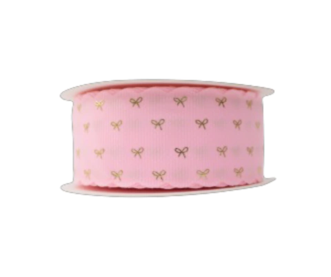 FITA GORGURÃO ROSA BEBE COM LACINHO DOURADO 38MM - METRO - comprar online