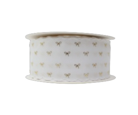 FITA GORGURÃO branca COM LACINHO DOURADO 38MM - METRO - comprar online