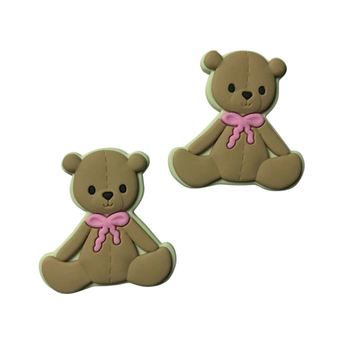 APLIQUE URSO LAÇO ROSA EMBORRACHADO - 2 UNIDADES