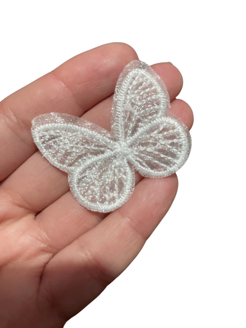 BORBOLETA BORDADA BRANCA - 2 UNIDADES - comprar online