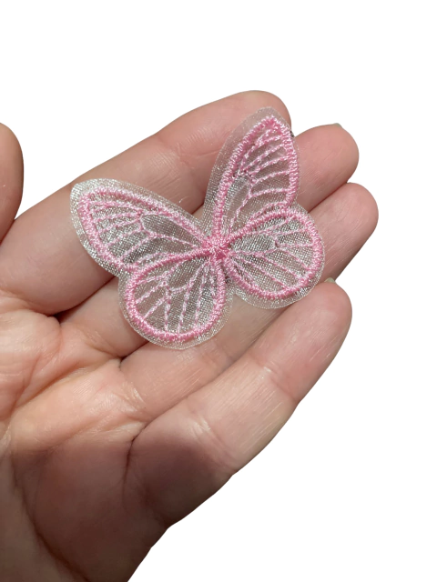 BORBOLETA BORDADA ROSA CLARO - 2 UNIDADES - comprar online