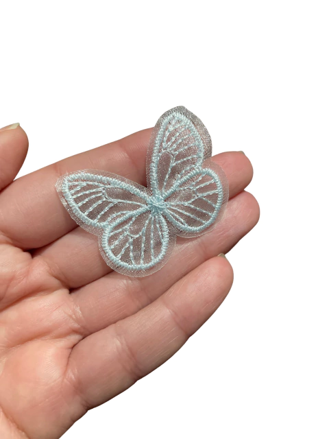 BORBOLETA BORDADA AZUL BEBE - 2 UNIDADES - comprar online