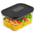 Tuppers Taper Vidrio Con Tapa Contenedor Hermetico 1.2 L Ou Negro