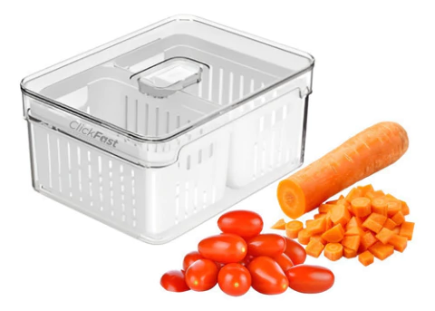 Organizador Con Tapa Contenedor Para Heladera Doble Cesto