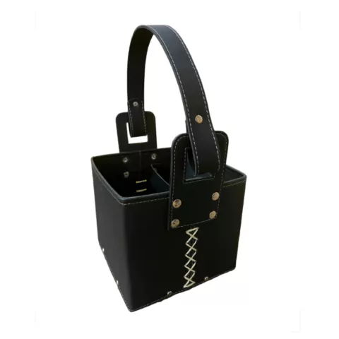 Canasta Matera Simil Cuero Negro