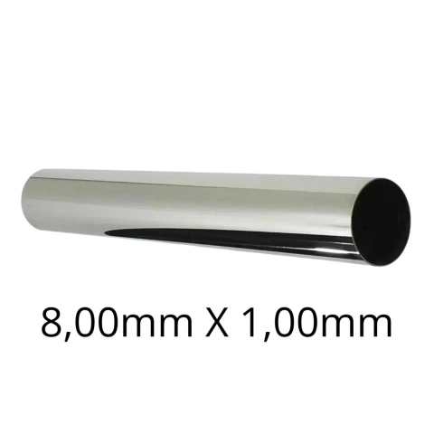 Tubo INOX - 08,00mm x 1,00mm - Polido