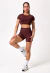 CONJ. SHORTS BASIC + CROPPED UPSIDE DARK BROWN - SANTABELLA | Moda Fitness