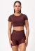 CONJ. SHORTS BASIC + CROPPED UPSIDE DARK BROWN - loja online