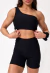 CONJ. SHORTS + TOP CANELADO BLACK - SANTABELLA | Moda Fitness