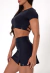 CONJ. SHORTS SAIA + CROPPED UPSIDE PRETO - SANTABELLA | Moda Fitness