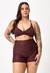 CONJ. SHORTS BASIC + TOP TWIST DARK BROWN - SANTABELLA | Moda Fitness